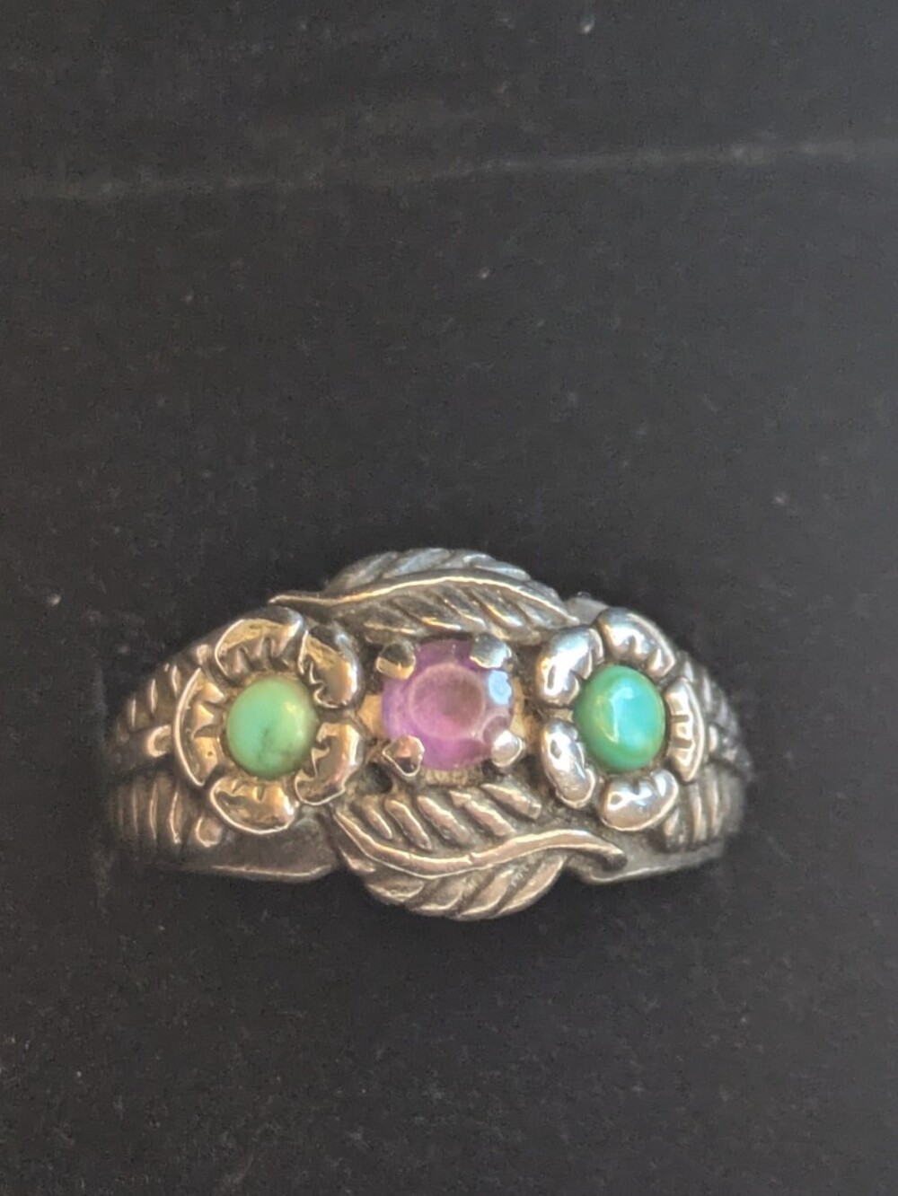 Carolyn Pollack Relios Sterling Silver Turquoise Amethyst Ring Sz 7 Boho - Picture 4 of 8